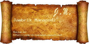 Jambrik Manassé névjegykártya